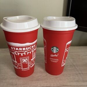 Starbucks 2025 Red and White Holiday Reusable Cup